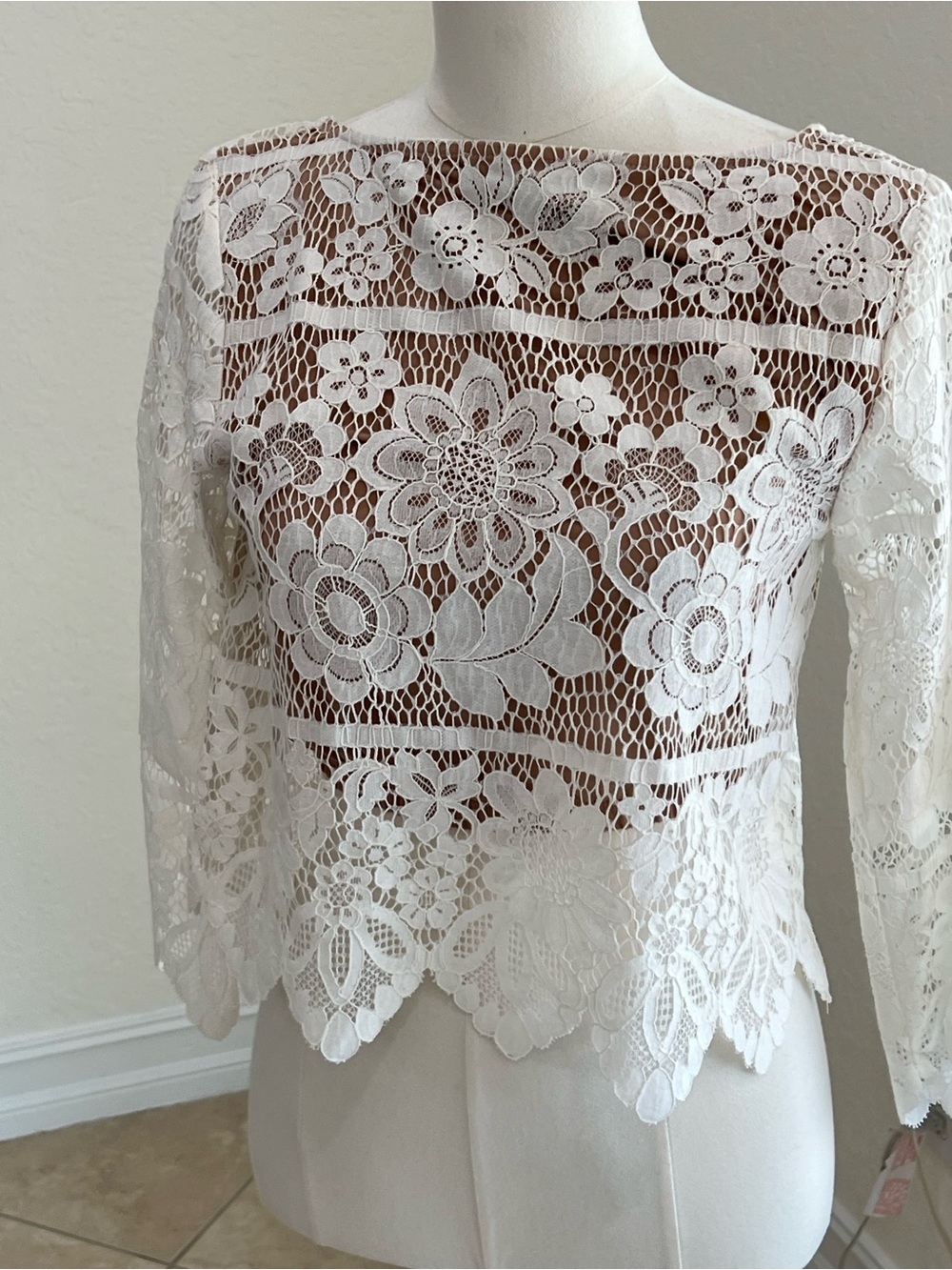 For Love & Lemons Crochet Lace Top with Lining